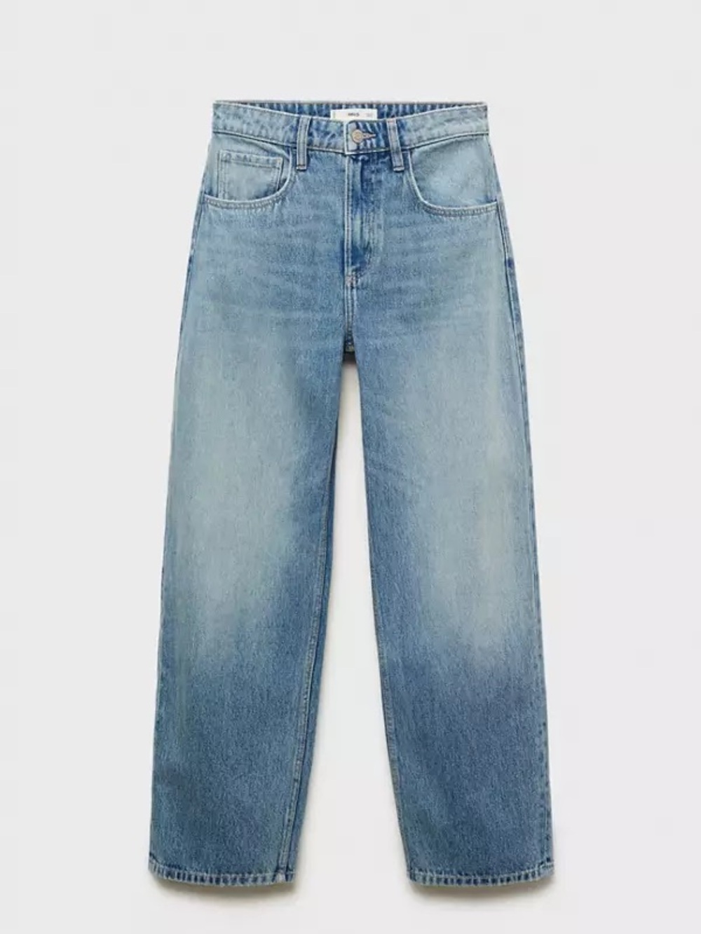 MANGO High Waist Barrel Jeans Medium Wash 8